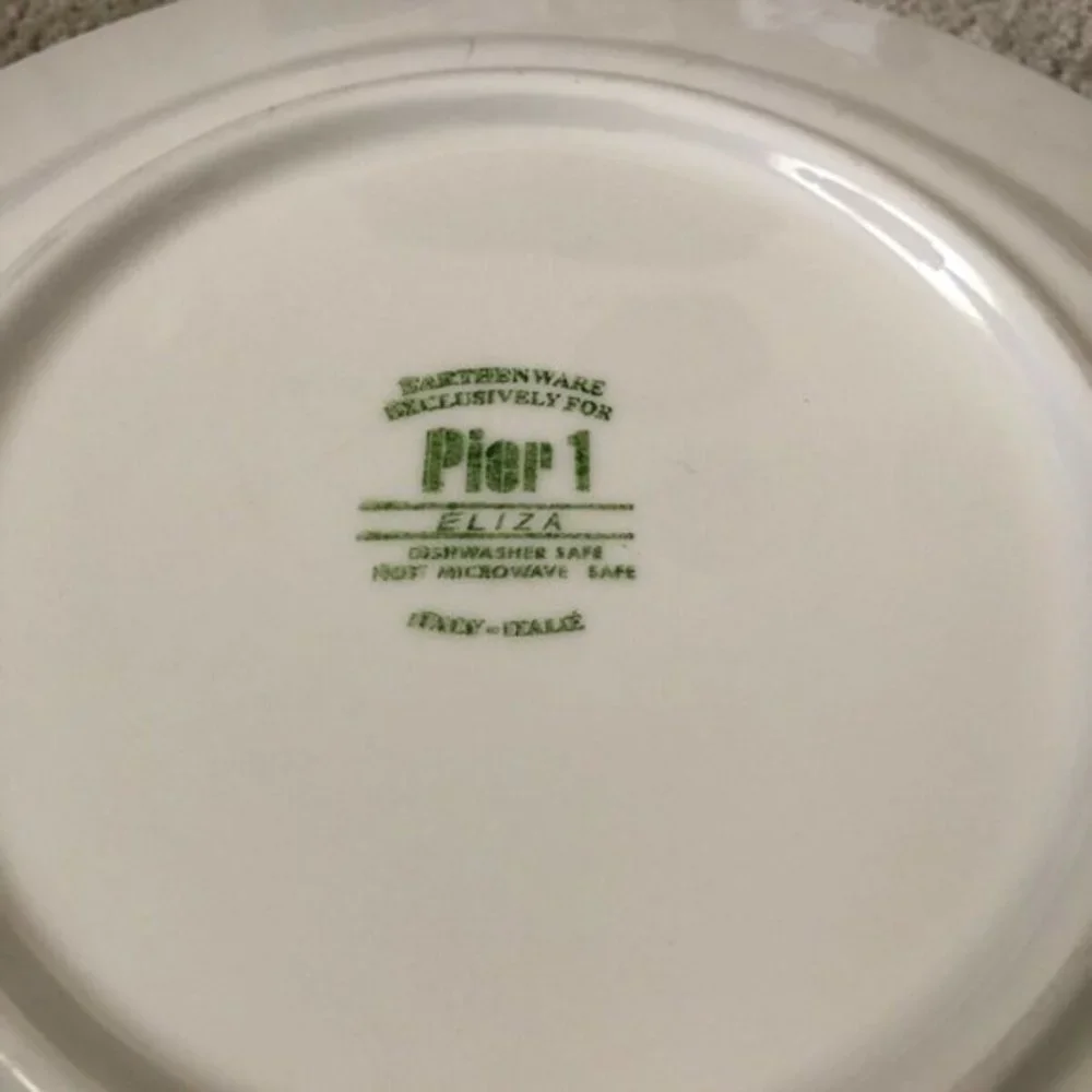 Pier 1 Imports Eliza Earthware Dinner Plate Set‎ (2) blue white